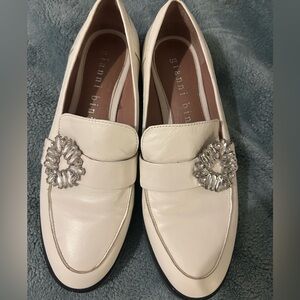Gianni Bini Ivory Loafers with Crystal Detail